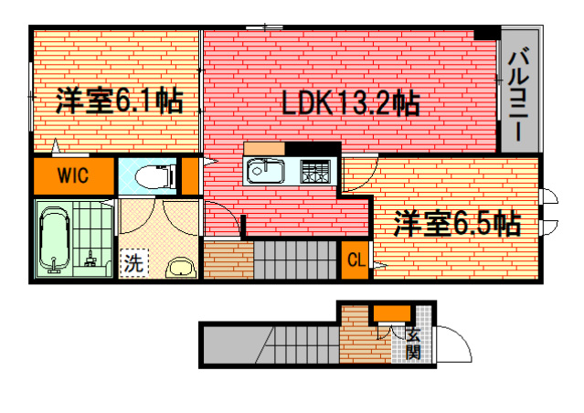 安芸高田市吉田町常友のアパートの間取り