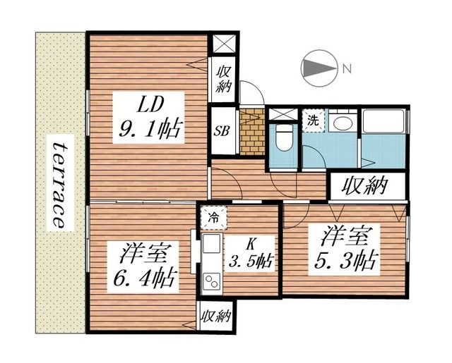 千葉市中央区青葉町のアパートの間取り