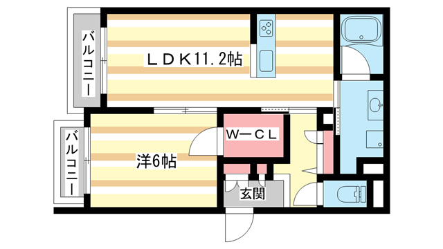 奈良市西大寺本町のアパートの間取り