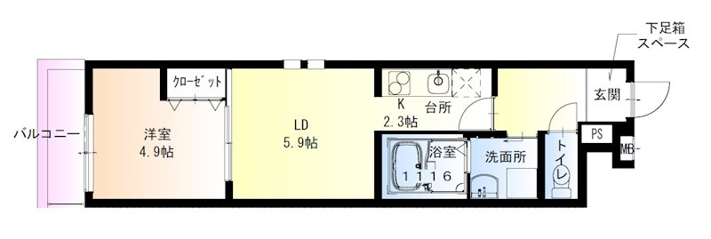 西宮市川西町のアパートの間取り