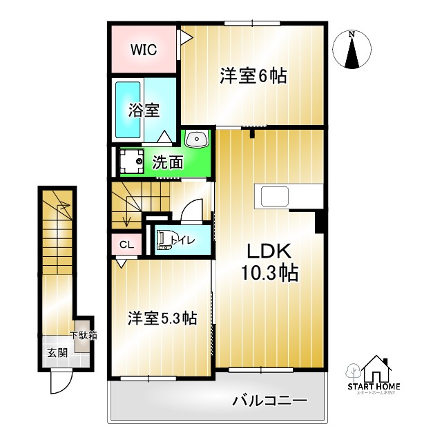 パークアクシスＥＡＳＴ　Ｄの間取り