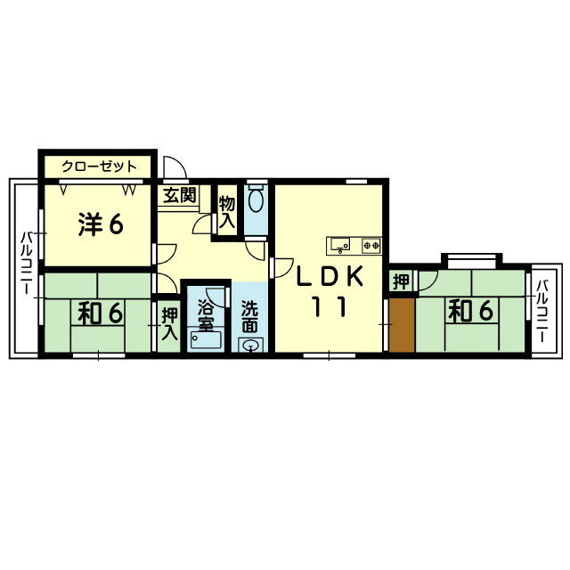 サンエーハイツ小峯　101号の間取り