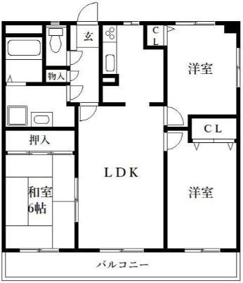 糟屋郡新宮町下府のマンションの間取り