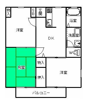 ひたちなか市大字稲田のアパートの間取り