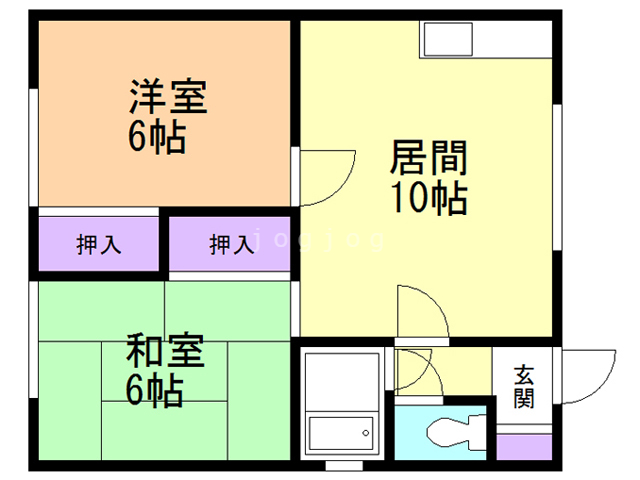 札幌市西区西野四条のアパートの間取り