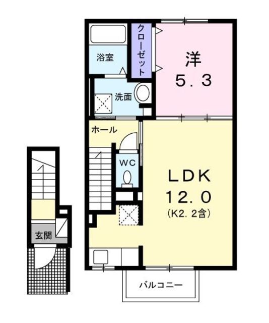 青梅市藤橋のアパートの間取り