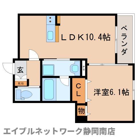 静岡市駿河区下島のマンションの間取り