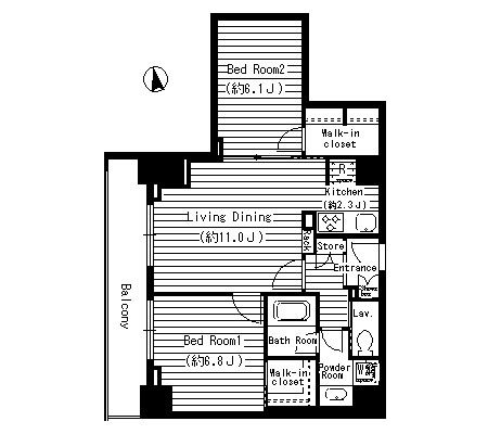 新宿区西早稲田のマンションの間取り