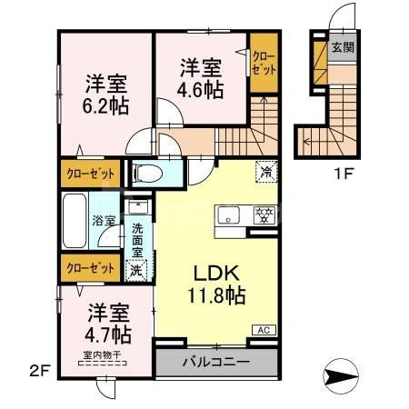 (仮称)東船橋3丁目　KY　D-ROOM新築工事の間取り