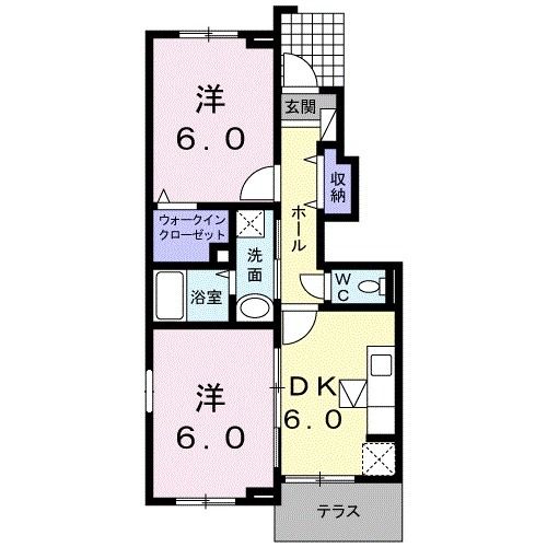 朝倉市甘木のアパートの間取り