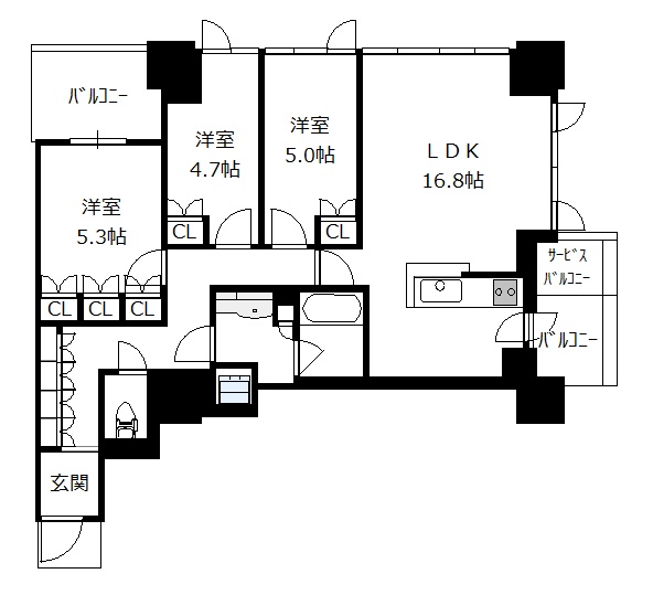 プラウドタワー梅田豊崎の間取り