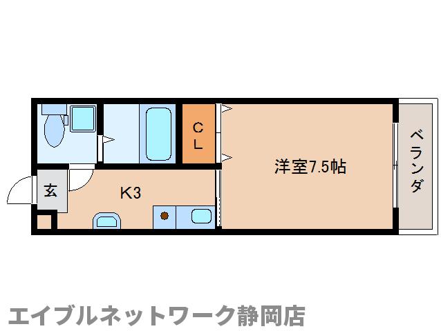 静岡市葵区研屋町のマンションの間取り