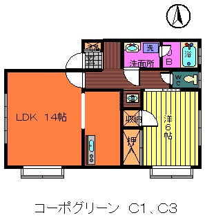 ファミリーコーポグリーンＣ棟の間取り