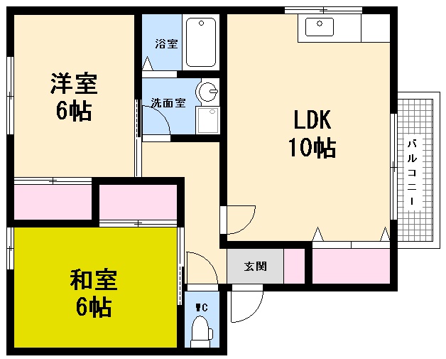 広島市西区田方のアパートの間取り