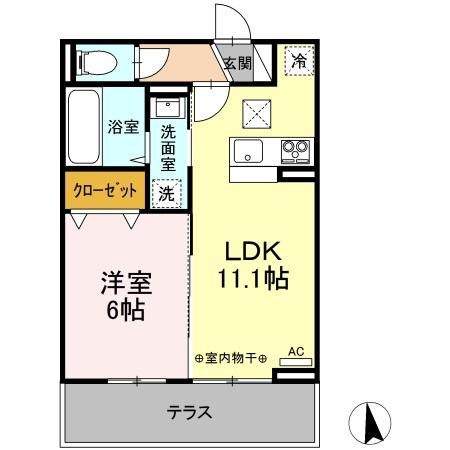 Ｄ－ＲＯＯＭ姉体III　Ａの間取り