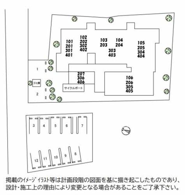 【シャーメゾン　リバーサイドの駐車場】