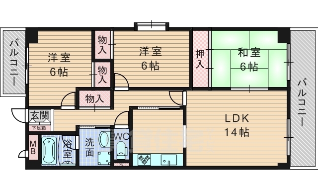 豊中市新千里東町のマンションの間取り