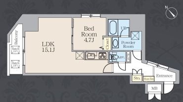 港区虎ノ門のマンションの間取り