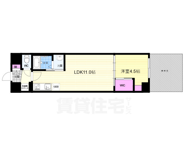 【京都市南区八条源町のマンションの間取り】