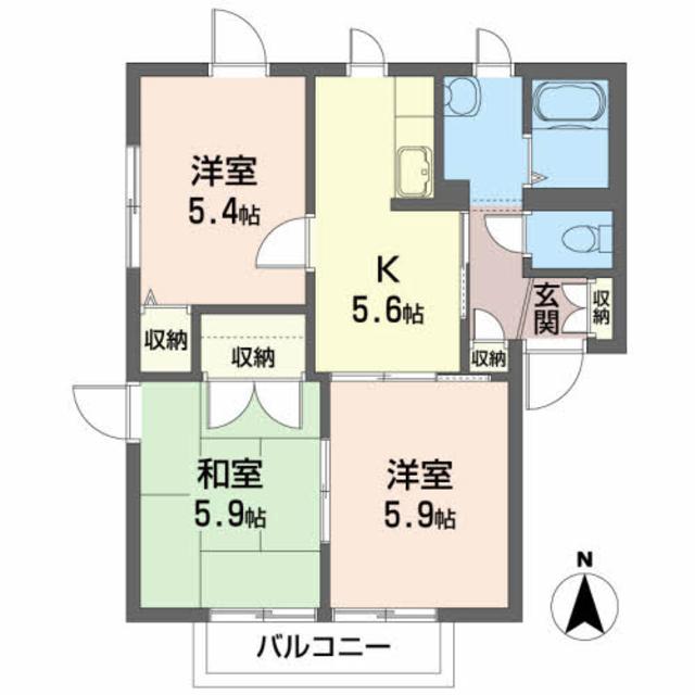 パセオわかば　Ｆの間取り