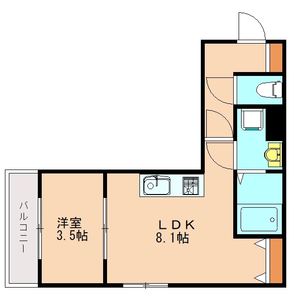 福岡市東区和白のアパートの間取り