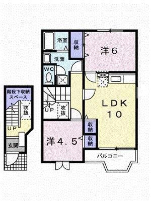 東温市田窪のアパートの間取り