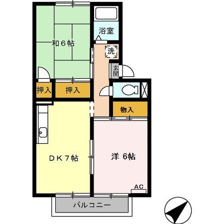 桑名市大山田のアパートの間取り