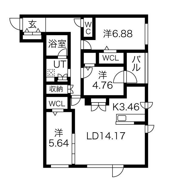 アルファスクエアS17の間取り