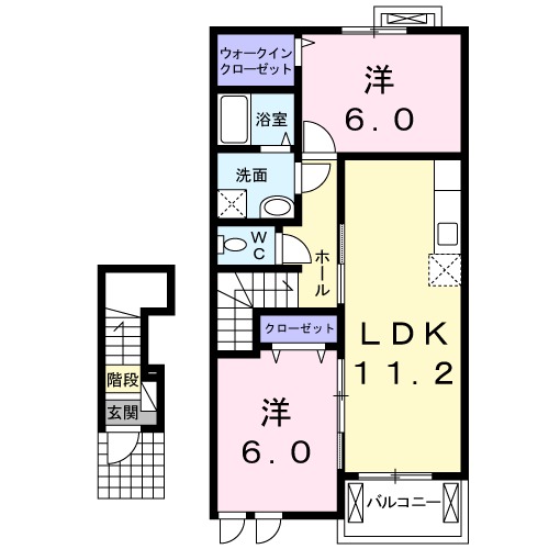 津市久居井戸山町のアパートの間取り