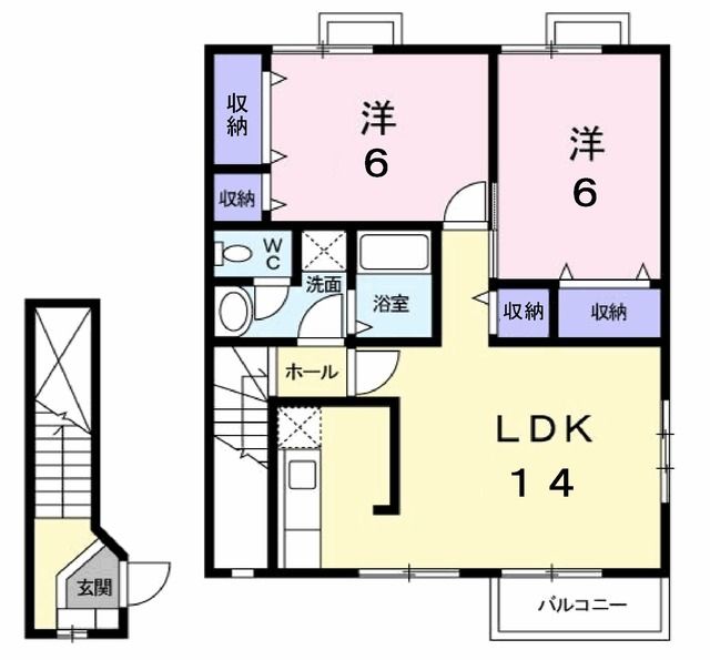 郡山市富久山町福原のアパートの間取り