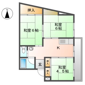 名古屋市瑞穂区日向町のマンションの間取り