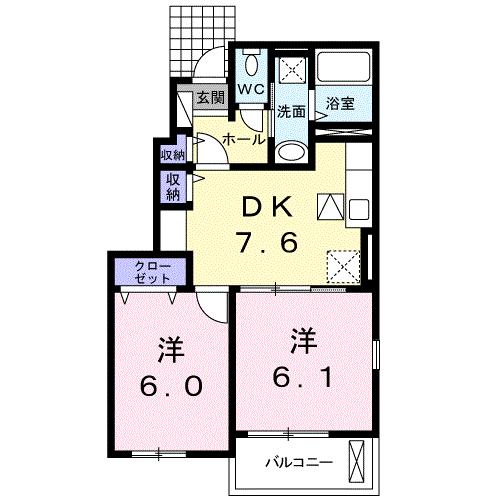 唐津市浜玉町横田下のアパートの間取り