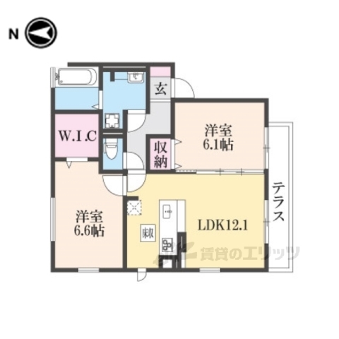 枚方市楠葉面取町のアパートの間取り