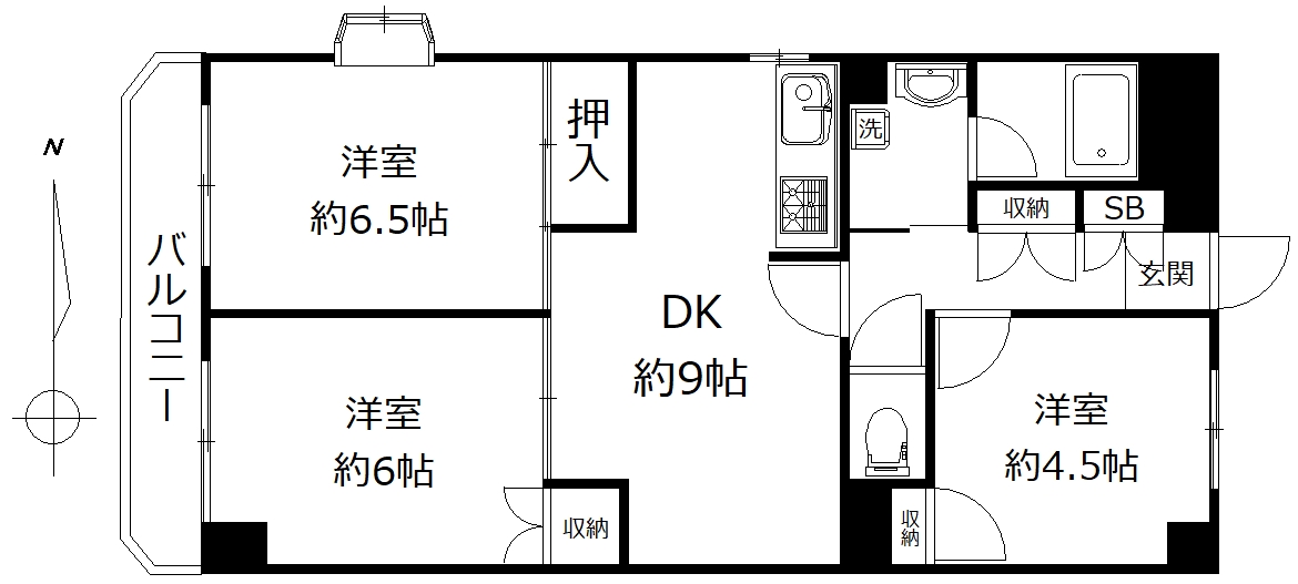 世田谷区千歳台のマンションの間取り