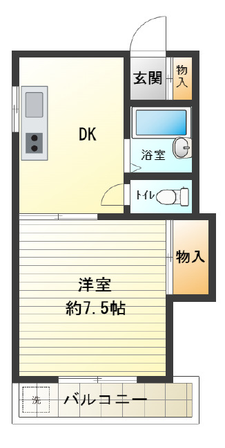 大阪市平野区瓜破西のマンションの間取り