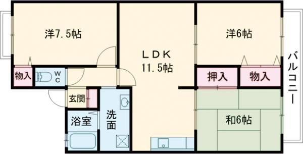 泉佐野市中町のアパートの間取り