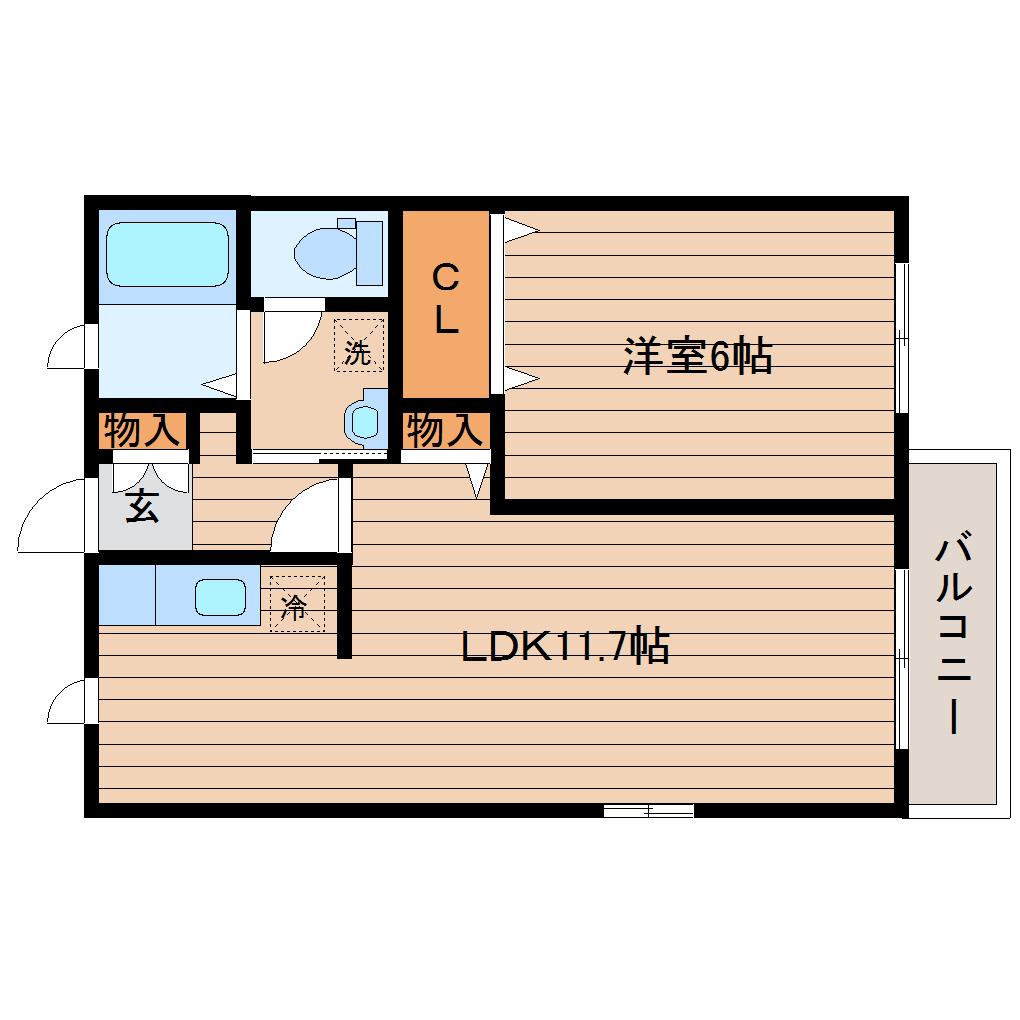 仙台市青葉区西勝山のアパートの間取り