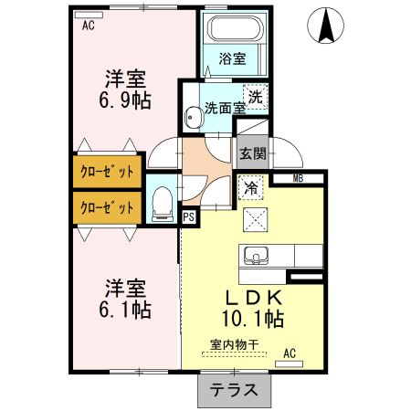 熊本市南区島町のアパートの間取り