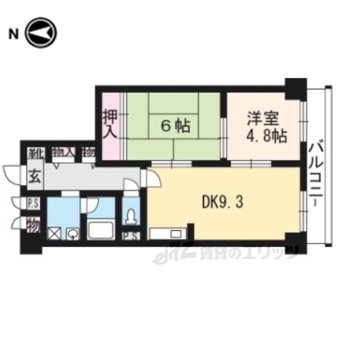 京都市右京区太秦前ノ田町のマンションの間取り