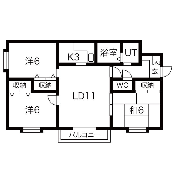 石狩市花川北六条のアパートの間取り