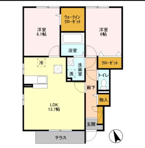 南足柄市広町のアパートの間取り