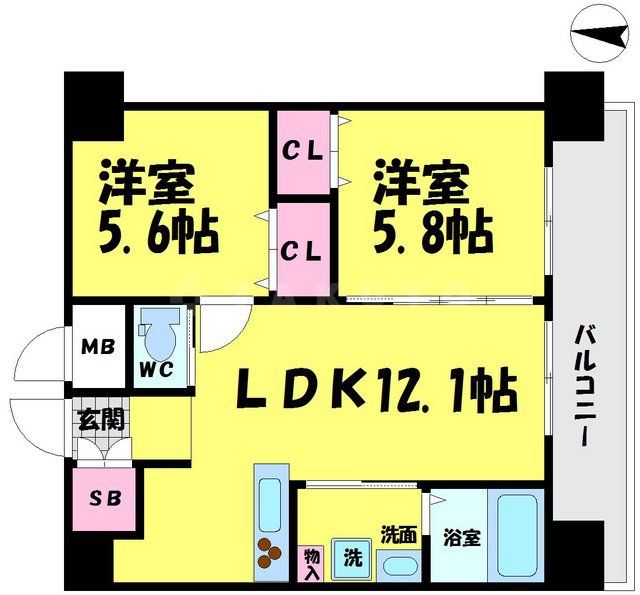 大阪市城東区蒲生のマンションの間取り