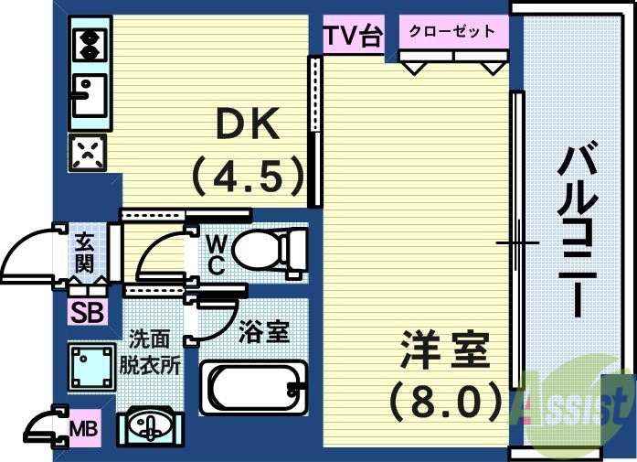 プレジール三ノ宮の間取り