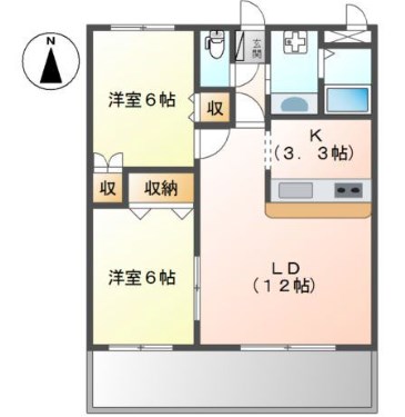 姫路市飾磨区蓼野町のアパートの間取り