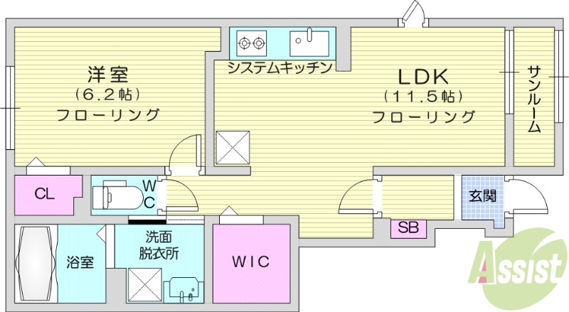 岩沼市桑原のアパートの間取り