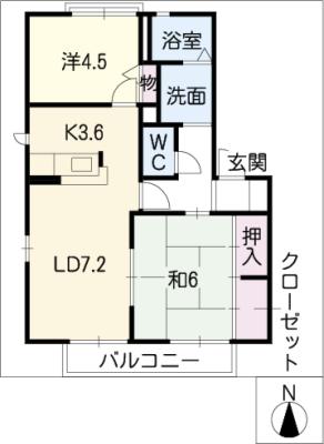 メゾン山浦ＰａｒｔII　Ａ棟の間取り