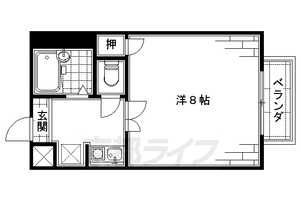 京都市伏見区深草稲荷御前町のマンションの間取り