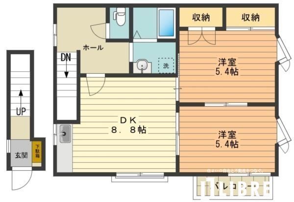 【日野市旭が丘のアパートの間取り】