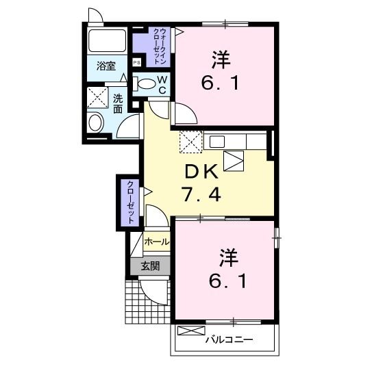 福岡県北九州市小倉南区中曽根新町（アパート）の賃貸物件の間取り