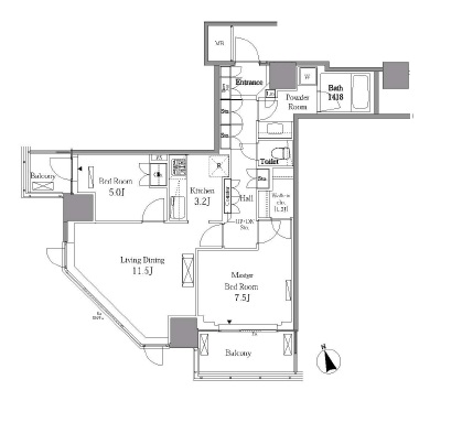 品川区西五反田のマンションの間取り